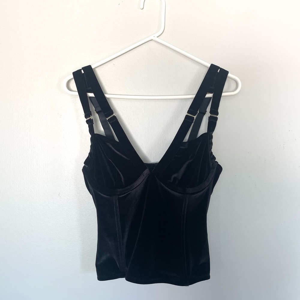 🔺SOLD🔻La Senza Black Velvet Underwire Strappy Corset Top